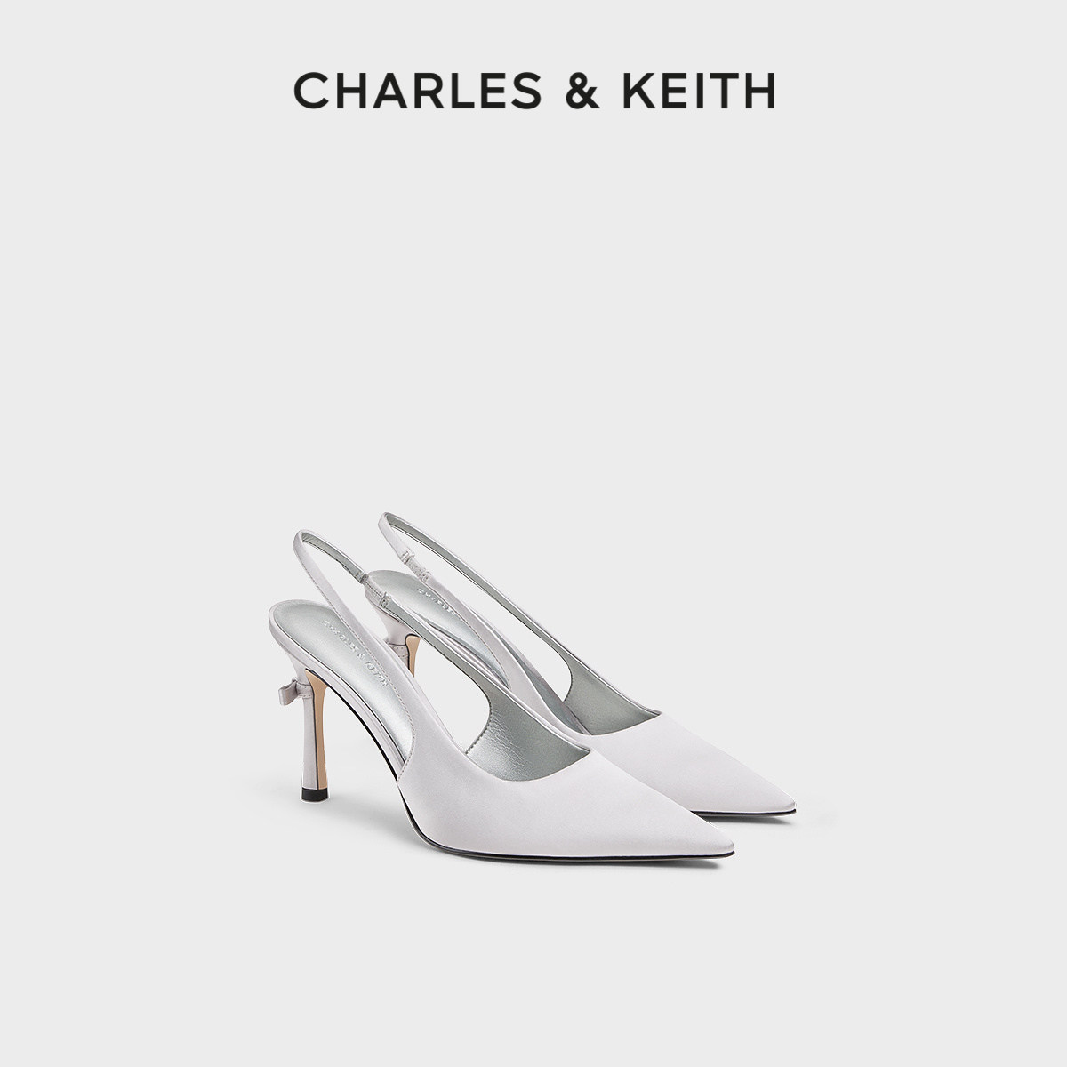 CHARLES&KEITH26春季新款CK1-60580336尖头蝴蝶结缎面高跟鞋凉鞋,女鞋,时装凉鞋,淘宝优惠券,粉丝福利购,淘宝优惠卷