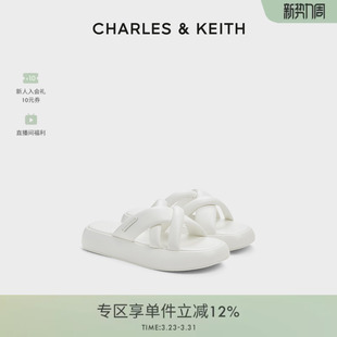 70900518厚底交叉带外穿沙滩拖鞋 CK1 女 女鞋 CHARLES&KEITH春季
