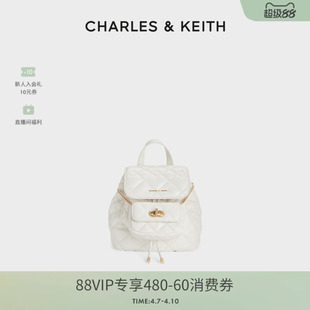 CHARLES&KEITH春季 60151400菱格大容量柔软多用双肩包女 女包CK2