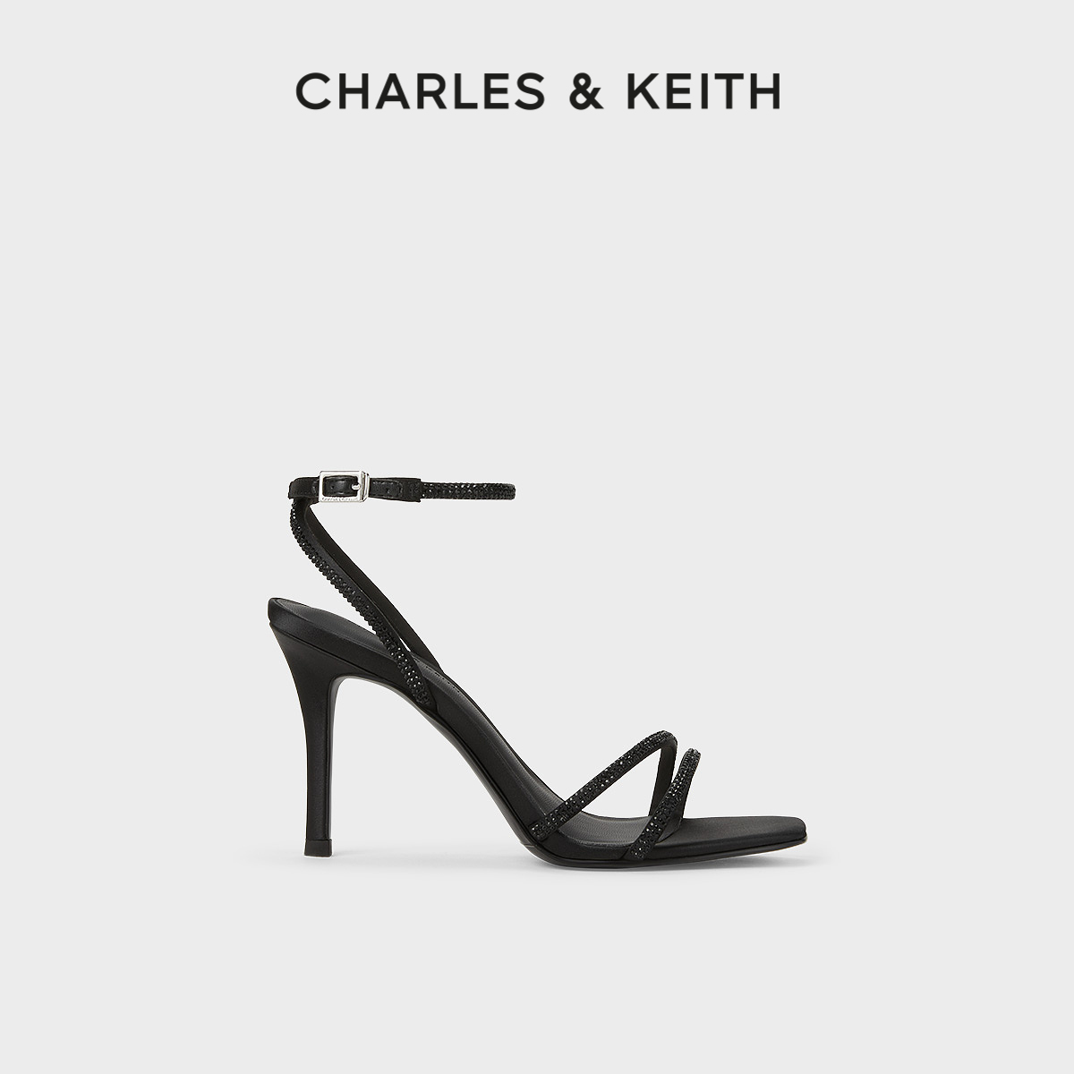 CHARLES&KEITH24春夏新款CK1-60280423法式亮钻一字带高跟凉鞋女 女鞋 时装凉鞋 原图主图