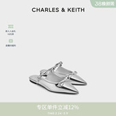 拖鞋 CHARLES&KEITH春季 70580265蝴蝶结尖头平底穆勒鞋 CK1 女鞋