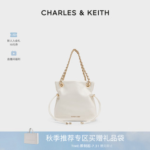 CK2 CHARLES&KEITH25新款 80151536抽繩鏈條手提托特包福袋包小號(hào)