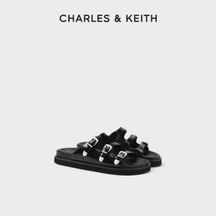 CK1 CHARLES&KEITH24夏新款 70580226时尚 外穿皮带扣厚底凉拖鞋 女