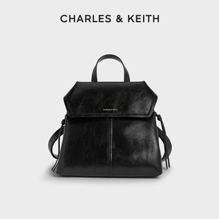 CHARLES&KEITH25秋新款 60671790大容量复古通勤绳结双肩背包 CK2