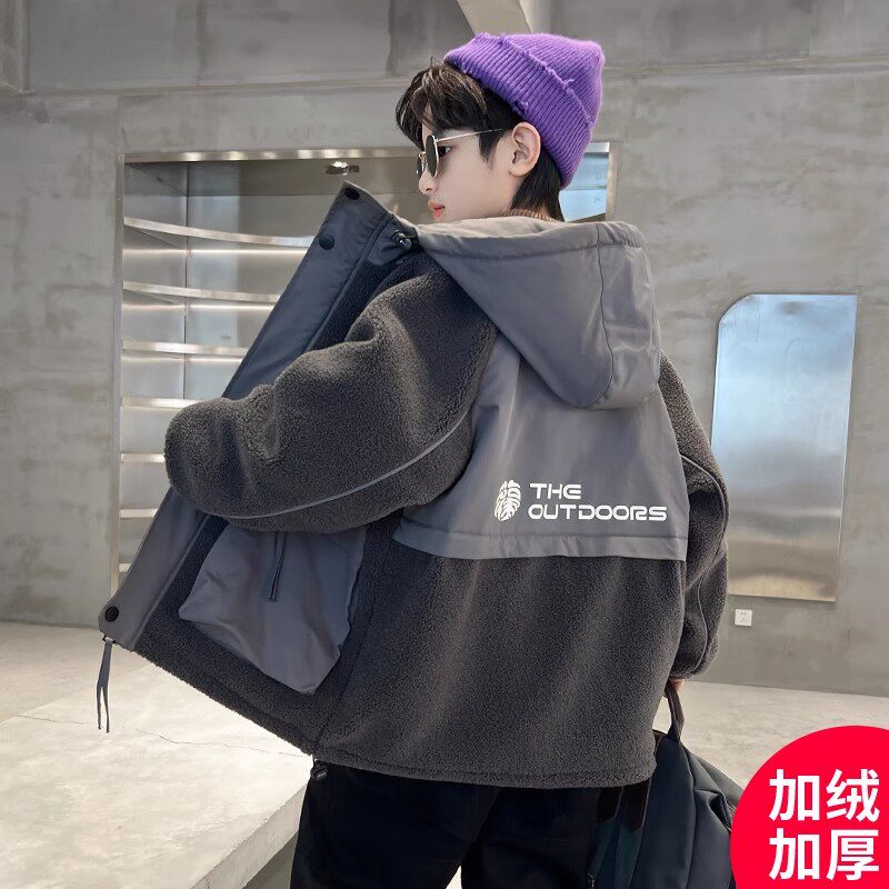 CAMPINGKIDDIE男童羊羔绒外套