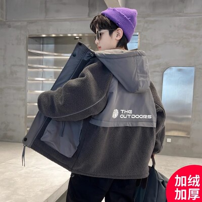 CAMPINGKIDDIE男童羊羔绒外套