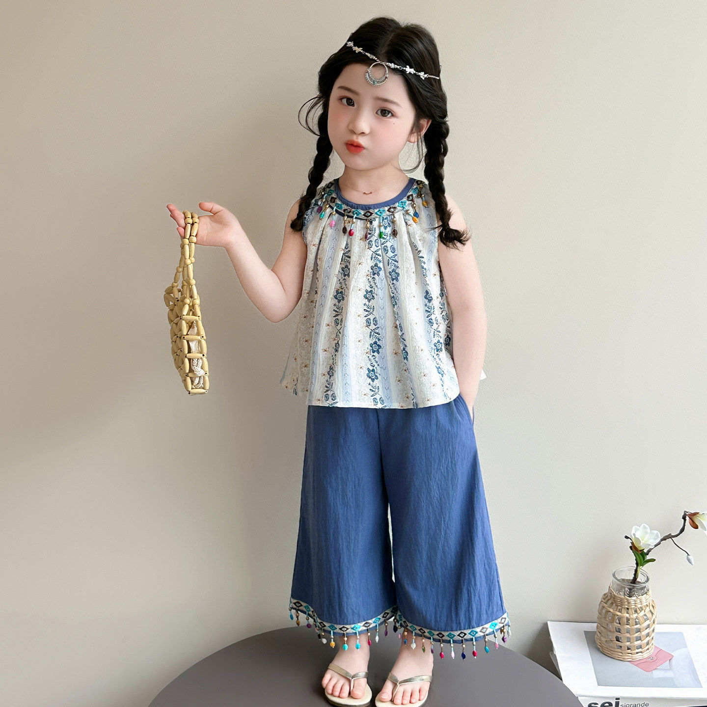 女童夏季汉服套装2026新款花边
