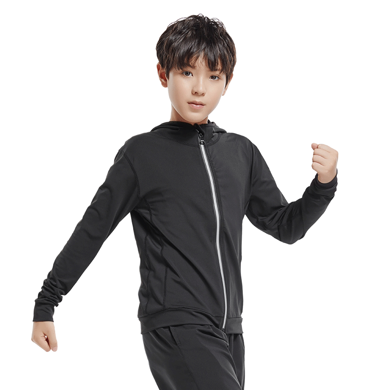 儿童运动紧身衣训练服男童长袖拉链外套篮球足球健身服速干衣外套