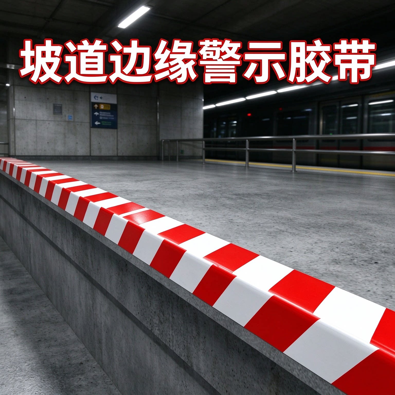 坡道边缘警示胶带自粘夜间安全反光贴纸灭火器消防栓地面标识红白贴纸工厂车间通道红色警戒线定位隔离标识牌