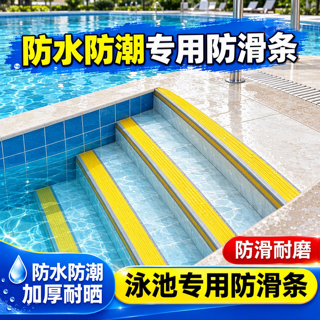 防水防潮泳池防滑胶条加厚耐磨锯齿缓冲止滑贴台阶防摔自粘保护垫