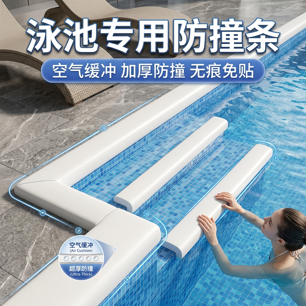 泳池专用防撞贴瓷砖大理石水浴池墙面保护胶纸自粘防磕碰装饰神器