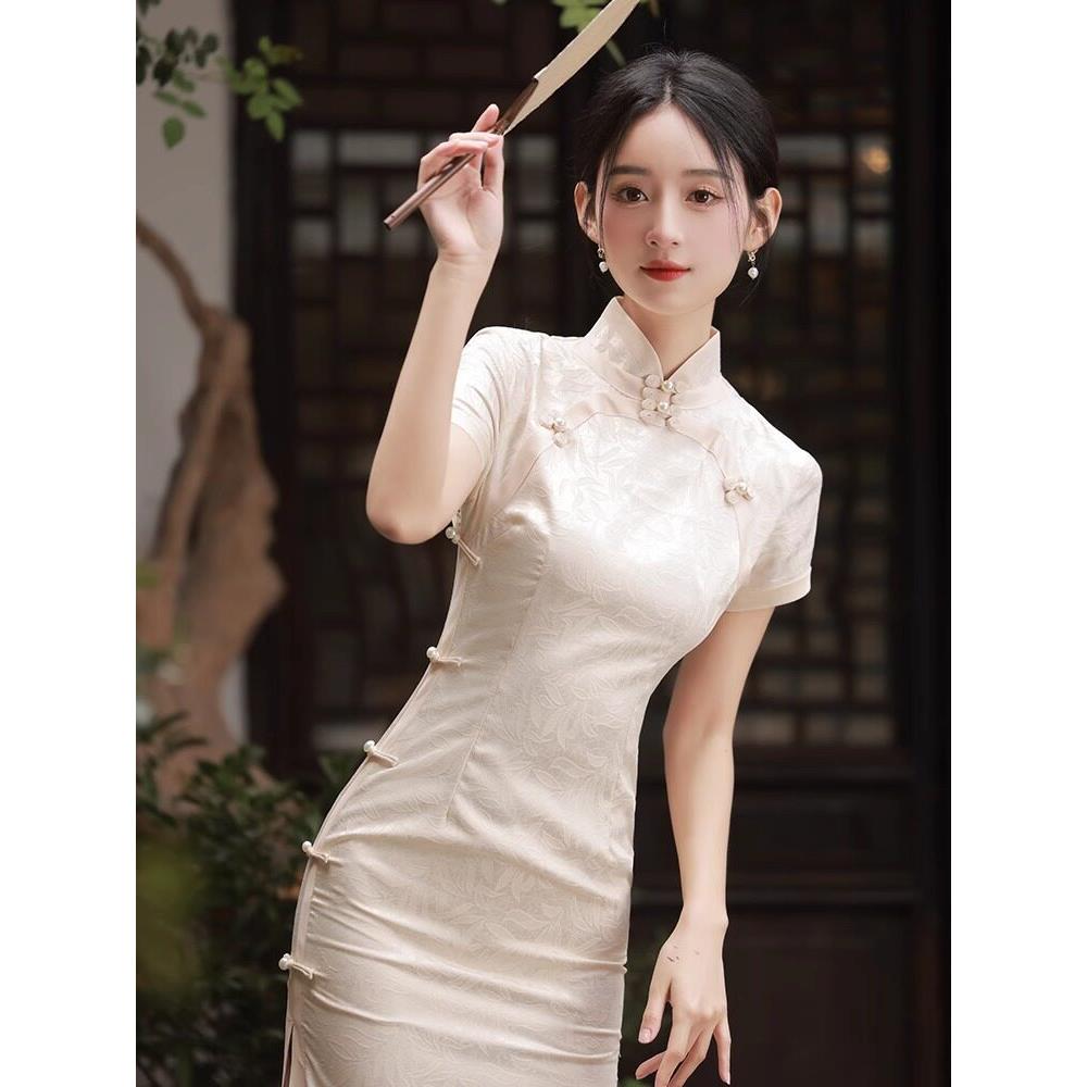 Chlenady经典覆古旗袍女子夏季优雅减龄年轻风格证书订婚日常改进