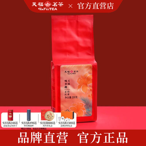 天福茗茶 喝茶趣正山红茶福建特产正宗武夷山小叶种红茶袋装200g