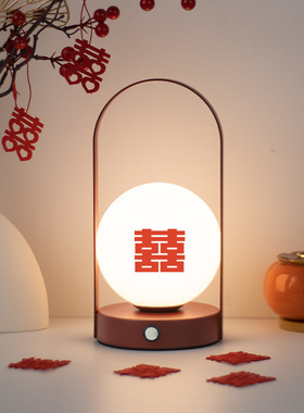 结婚台灯卧室床头灯婚房陪嫁灯婚庆红色一对长明灯新婚礼物送新人