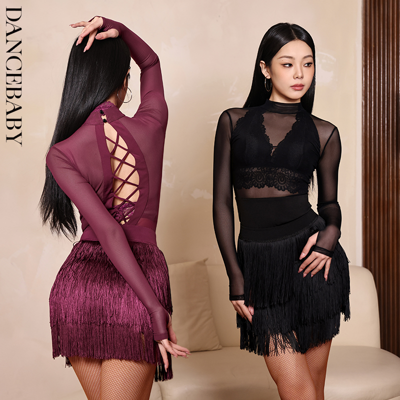 yes拉丁舞网纱体服内衣两件套