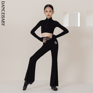 Dancebaby拉丁舞服装 子DAS809 练功舞蹈高级感秋冬女童螺纹上衣裤