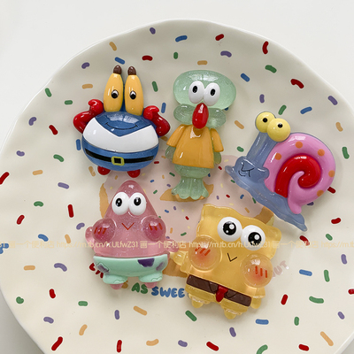 H-store 可爱透明大号卡通海绵宝宝冰箱贴磁贴DIY配件手机壳装饰