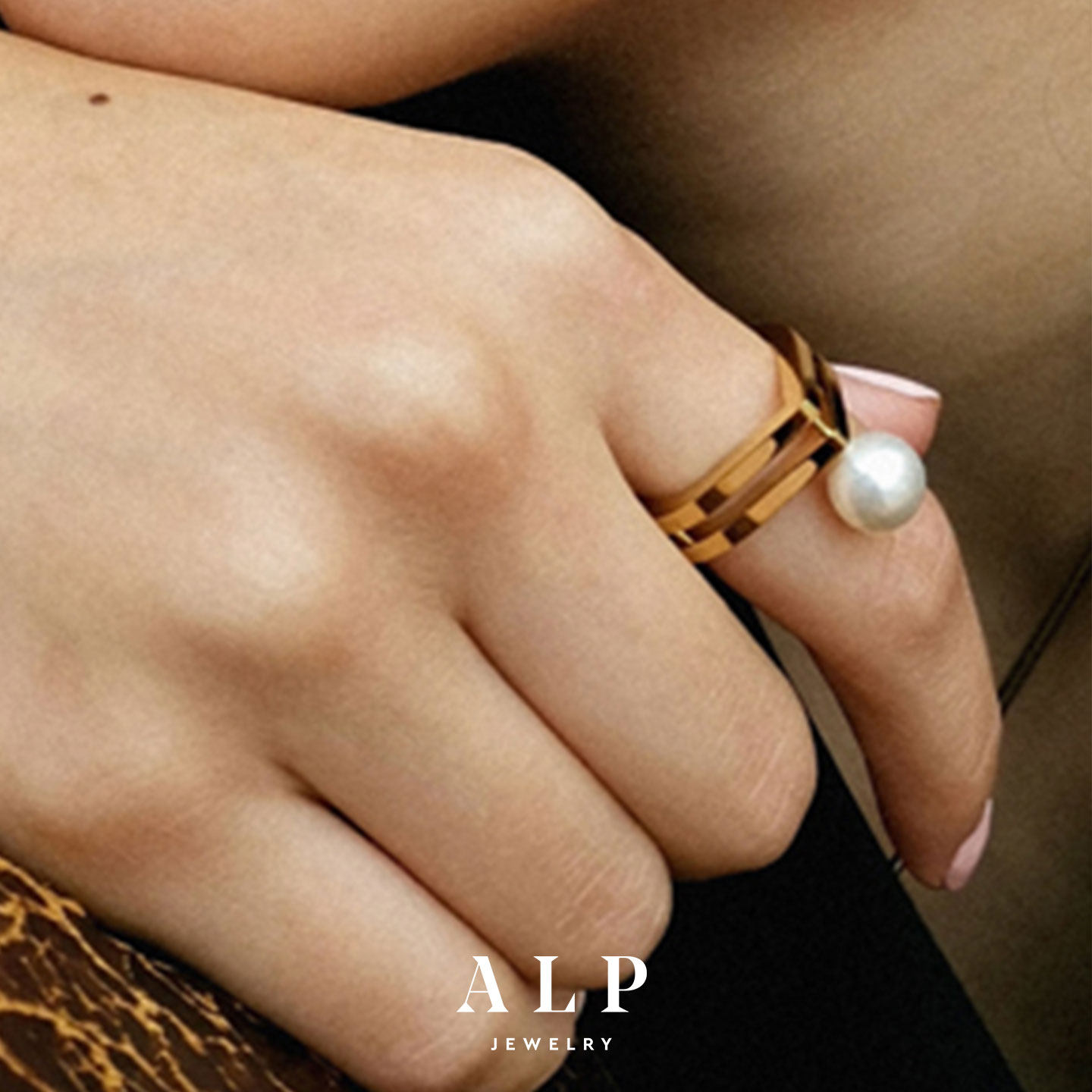 官方ALP JEWELRY高级感轻奢ZERO欧美设计师个性双层水滴珍珠戒指