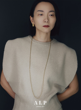 官方ALP JEWELRY界限系列锤圆长项链施华洛水晶叠戴14K镀金毛衣链