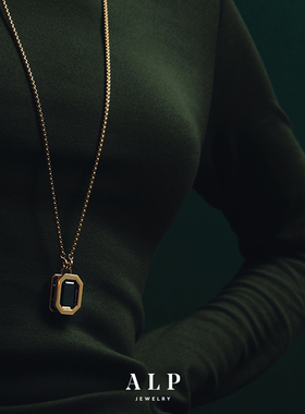 官方ALP JEWELRY征服系列2.0复古黑色锆石吊坠项链可拆卸毛衣链