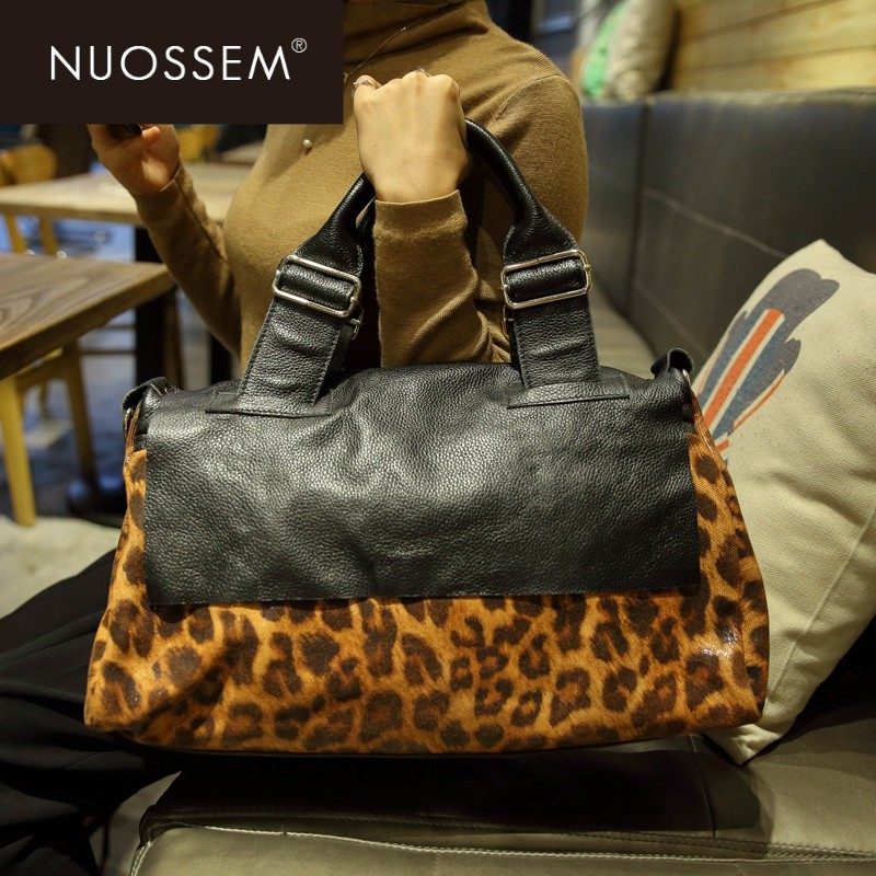 NUOSSEM复古牛皮大包波士顿包女包新款单肩包手提包斜挎包T920