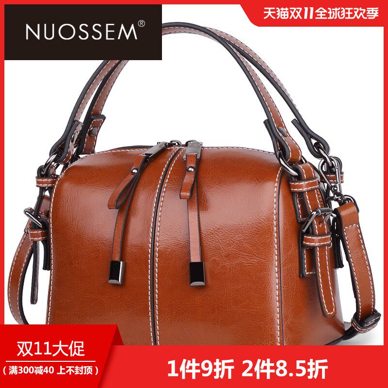 NUOSSEM单肩包女款新款大容量手提包韩版斜挎包真皮波士顿包T923