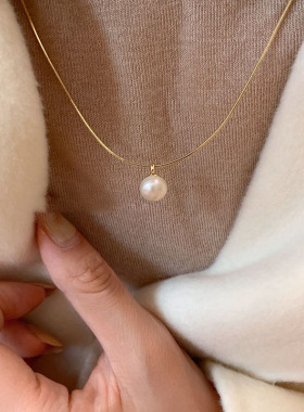 法国chomelkinsey珍珠项链单颗吊坠法式小众2023新款毛衣链高级感