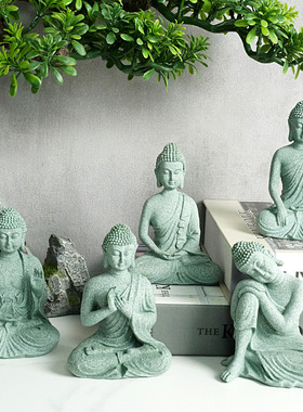 新中式仿石佛像鱼缸造景摆件