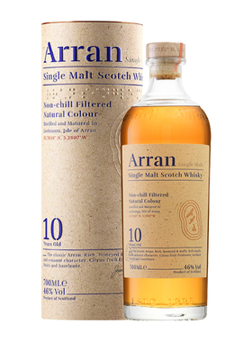 艾伦10年单一麦芽苏格兰威士忌700ml原装进口阿兰阿蓝ARRAN礼盒