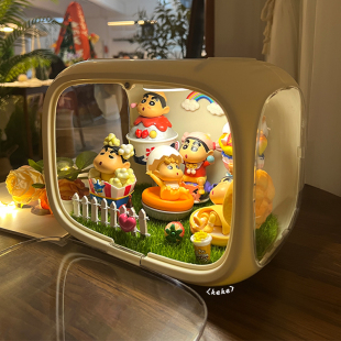 蜡笔小新卡通手办盲盒太空舱夜灯摆件男闺蜜同学朋友送女生日礼物