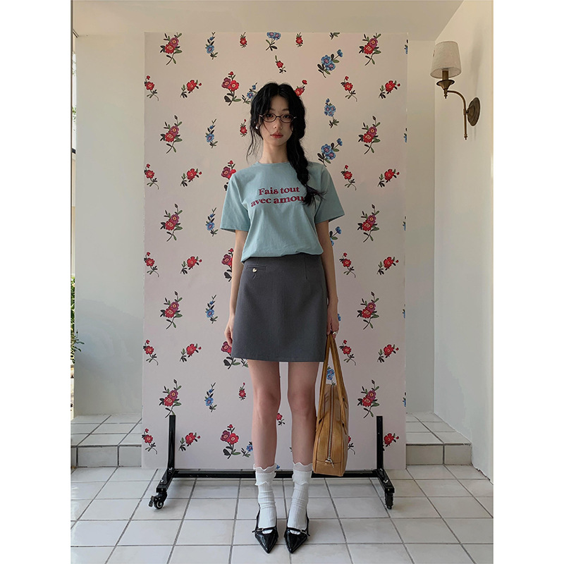 【5色丘比特半裙】设计感爱心配饰包臀短裙女夏季a字半身裙X3229F