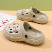 厚底防滑增高网红包头半拖踩屎感沙滩凉拖鞋 外穿新款 女夏季 洞洞鞋