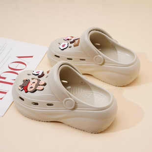 ins潮沙滩鞋 洞洞鞋 厚底防滑踩屎感两穿包头拖时尚 外穿新款 女夏季