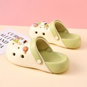 洞洞鞋 可爱卡通沙滩鞋 女夏外穿新款 厚底防滑踩屎感两穿包头半拖鞋