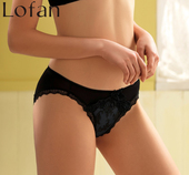 Lofan水溶蕾丝花边中腰内裤 舒适包臀健康裆部女士三角裤 L2SX5165