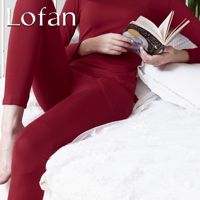 Lofan纯色螺纹贴身保暖长裤女士柔软舒适保暖打底裤8052