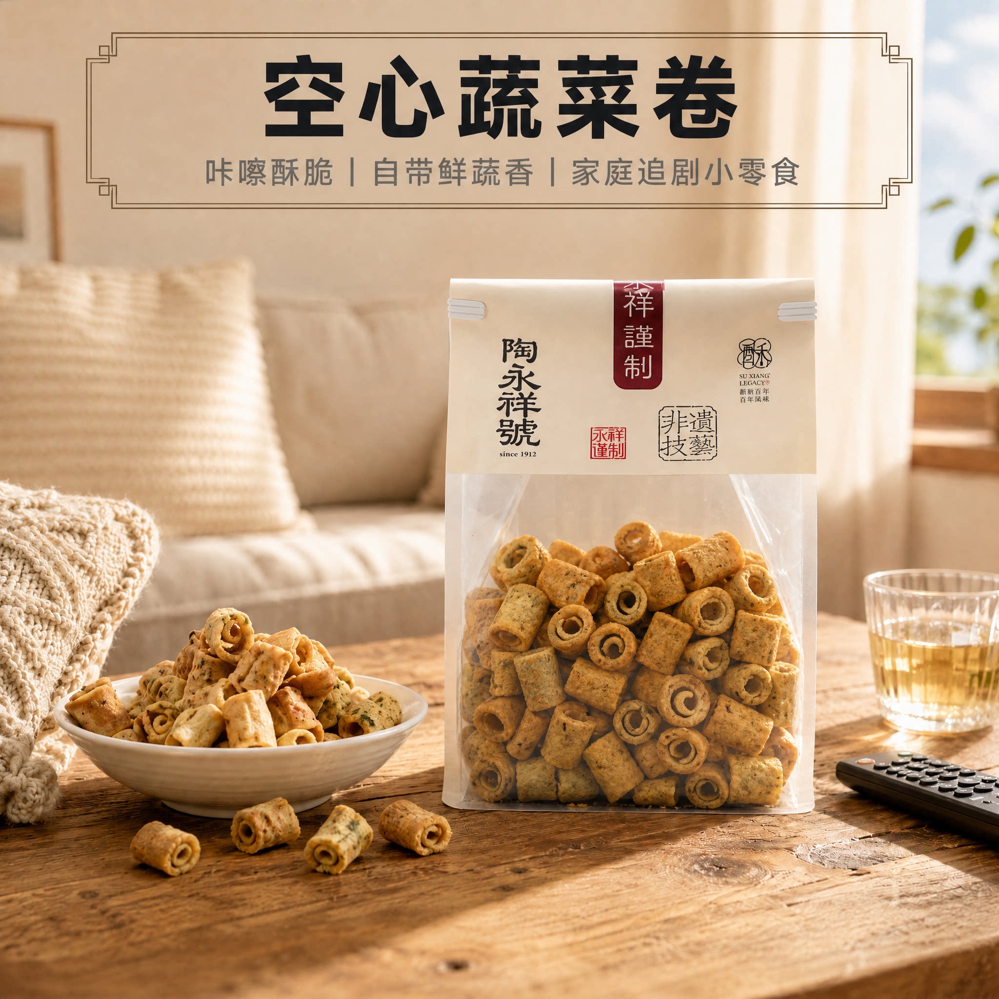 陶永祥號蔬菜卷240g谷物酥脆卷追剧夜宵解馋耐吃零食小吃休闲食品