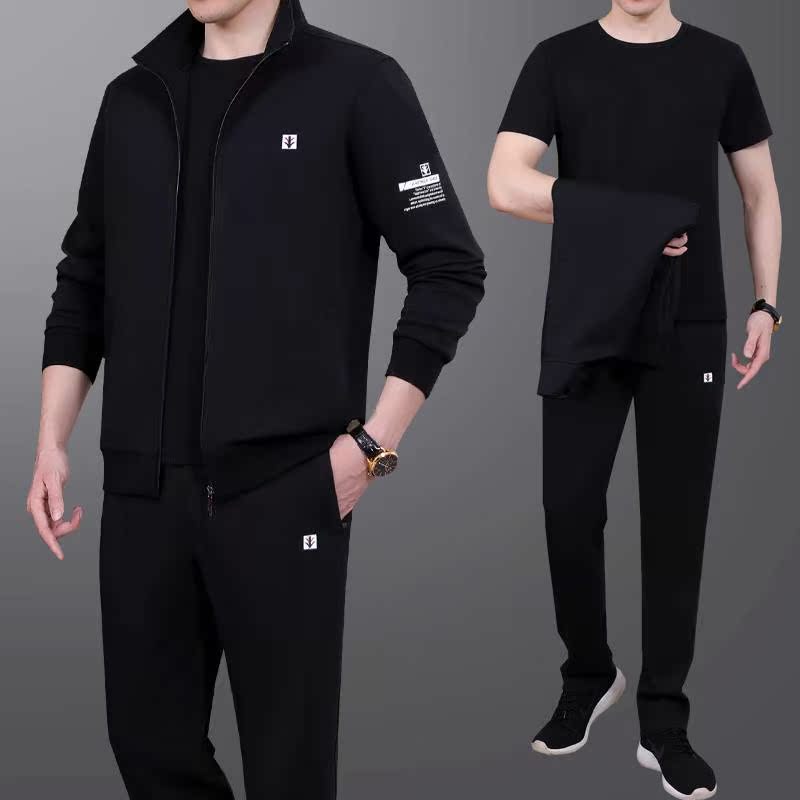 antaΒorg中老年运动套装男2021春秋季新款爸爸装三件套大码男士