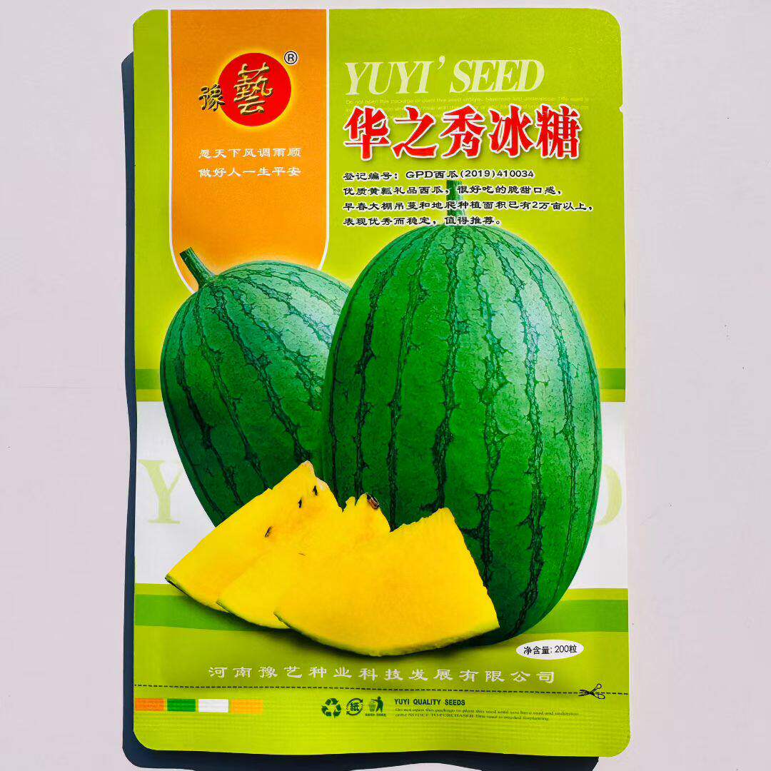 华之秀冰糖 礼品西瓜种子 薄皮高糖黄肉高产抗病商品性佳 春季播