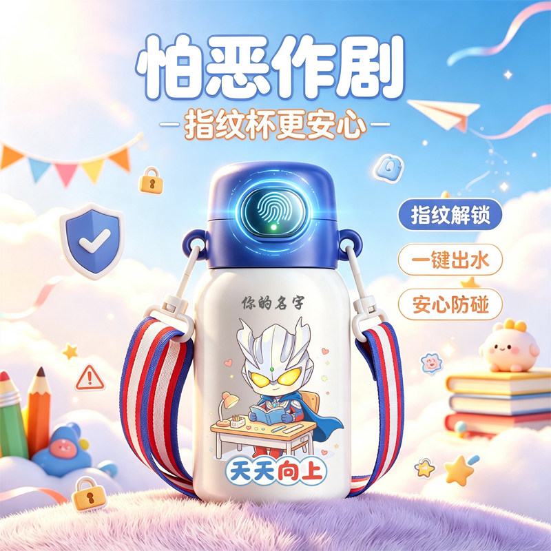 指纹密码316儿童学生保温杯图片