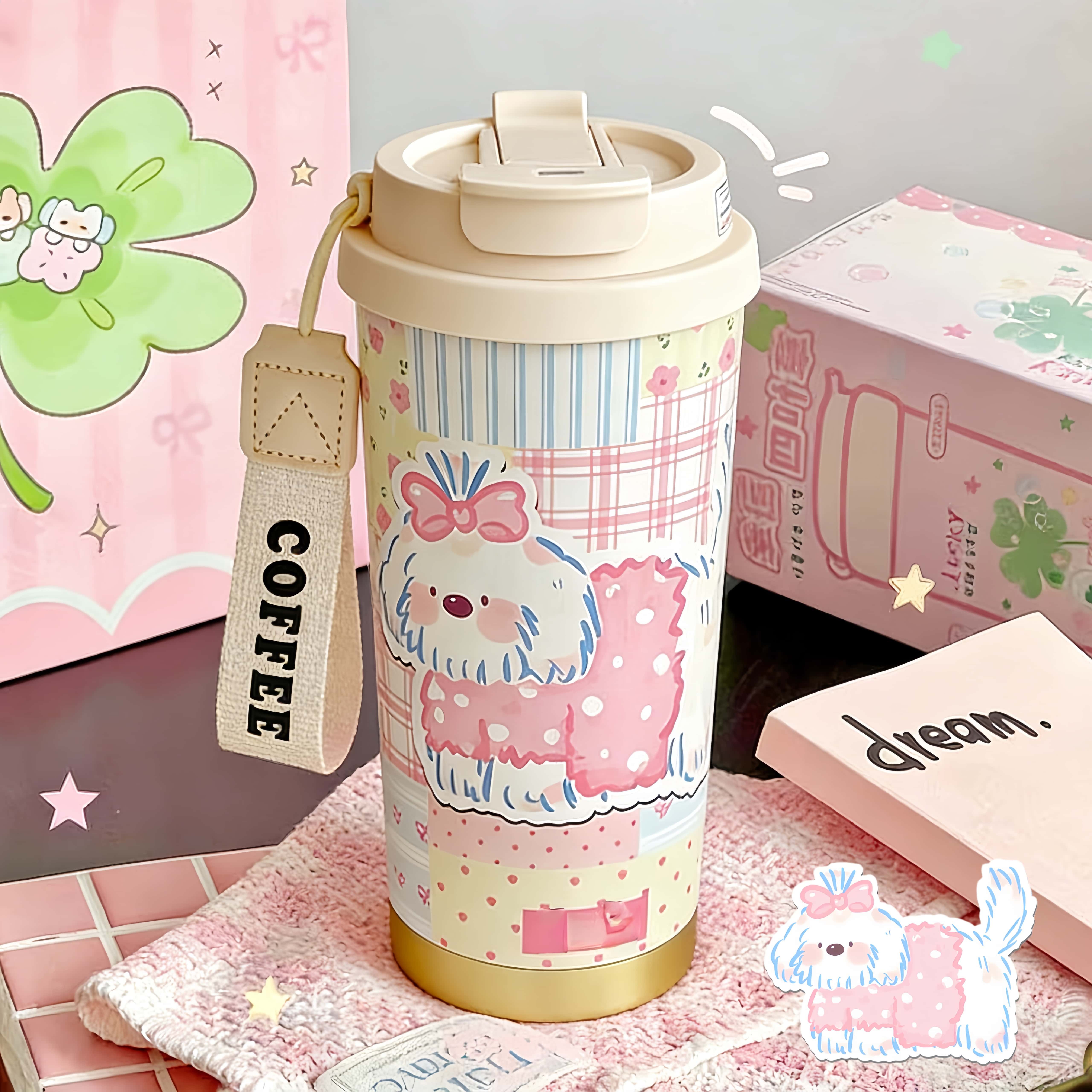 高颜值保温杯女生学生保冷水杯咖啡杯吸管杯送人生日礼物可爱杯子