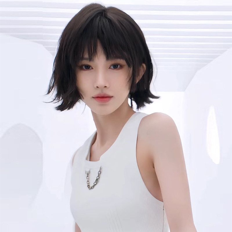 鞠婧祎同款假发女短发全头套减龄法式空气感刘海卷发减龄发型