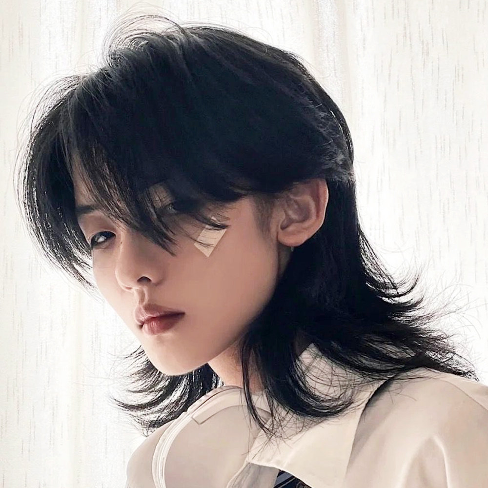 狼尾鲻鱼头假发男女通用短发酷帅气日常日系高层次锁骨发全头套式