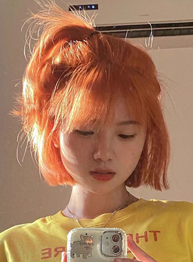 黑色草莓假发短发女波波头bobo橙色jk网红女团Y2K短直发全头套