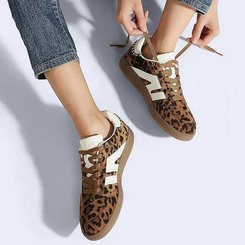 美国LS女子豹纹复古休闲鞋