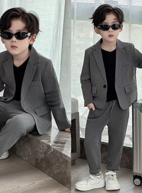男童西装套装2025新款儿童春秋帅气休闲西服中大童韩版外套礼服潮