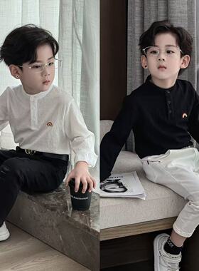 童装男童衬衫春秋长袖儿童2025新款上衣帅气透气轻薄衬衣潮童装