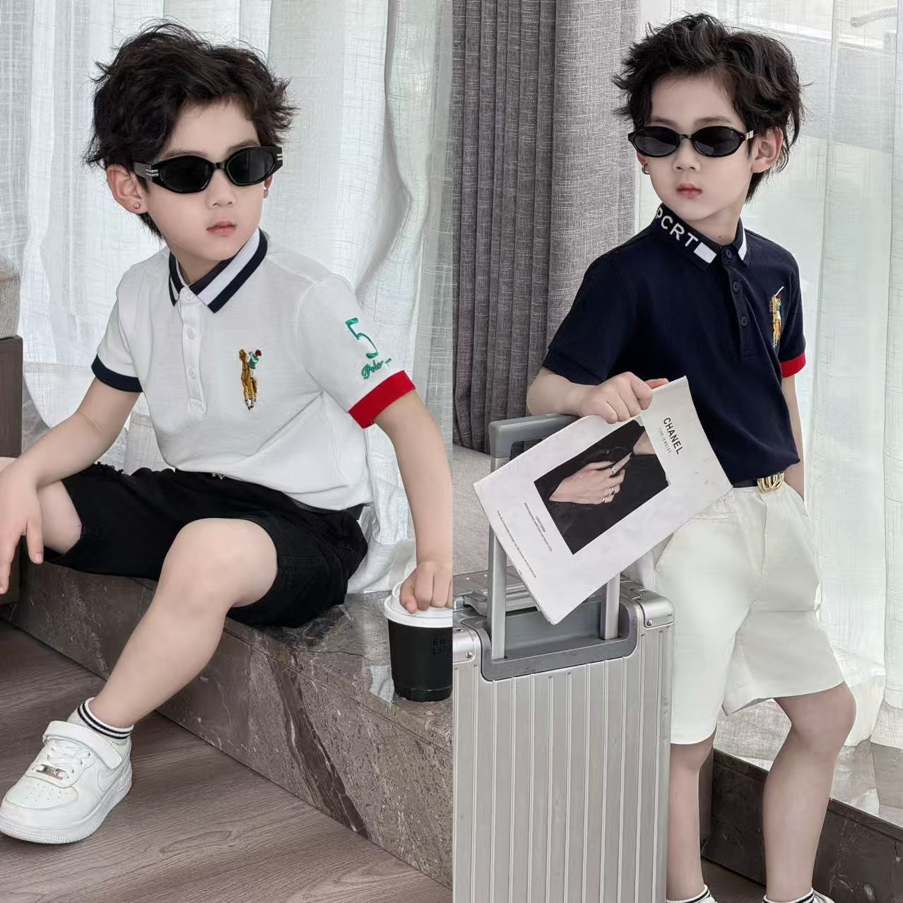 儿童POLO衫男童短袖T恤 翻领刺绣夏季中大童上衣韩版潮牌保罗衫