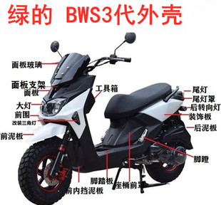 BWS摩托车外壳绿的3代BWS-3路虎铁男6 8代八代面板大灯前泥瓦玻璃