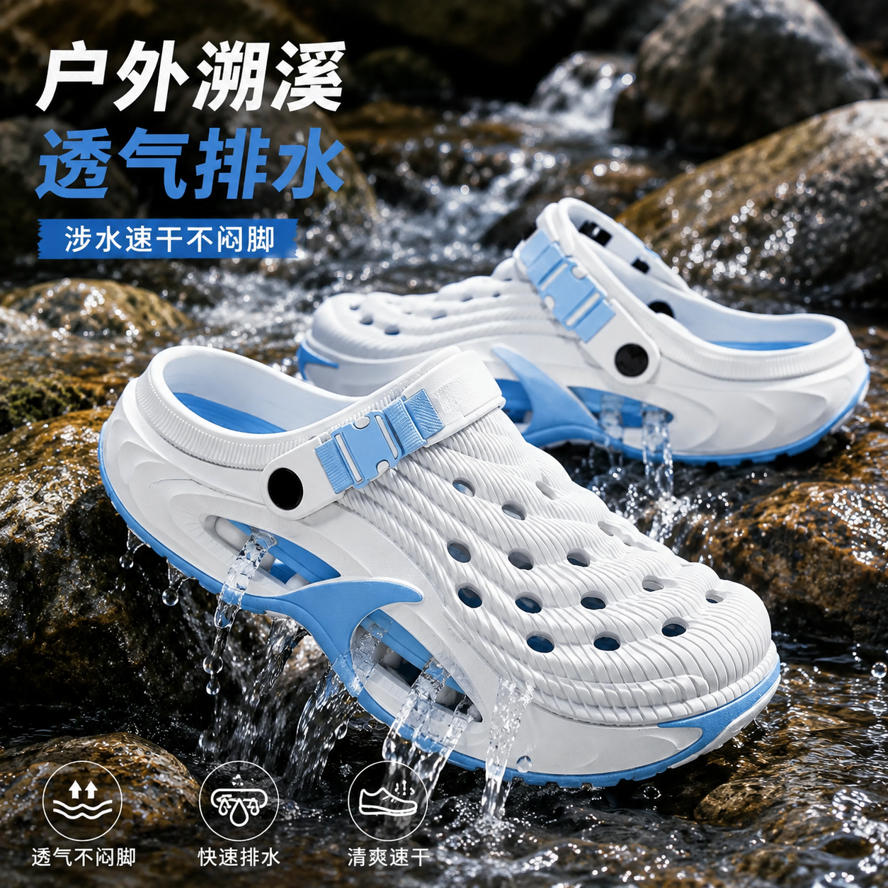 洞洞鞋男款夏季外穿2026新款足弓支撑防滑防臭厚底耐磨户外凉鞋男